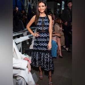 Rare Jonathan Simkhai Celebrity Favorite Midi Dress in Midnight Combo Size 4